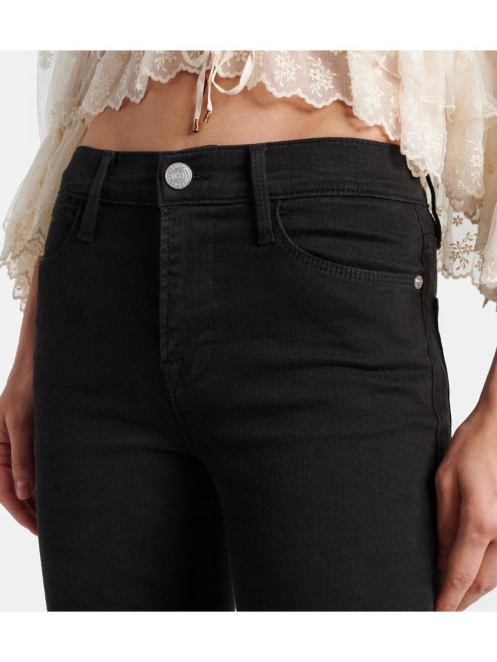 FRAME Le High Flare Jeans Black Wash Denim Women's Size 24 Bootcut New with Tag - Picture 4 of 6